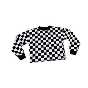 Little Girls 11/2 Forever 21 Long Sleeve Checkered Black White Sweater Shirt Top